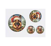 Azeeda 4 x 'German Shepherd Dog Wearing Santa Hat' Temporary Tattoos - Water Resistant, Skin-Safe, Non-Toxic Transfers, Mixed Sizes (TO00093116)