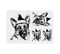 Azeeda 4 x 'German Shepherd Wearing Santa Hat' Temporary Tattoos - Water Resistant, Skin-Safe, Non-Toxic Transfers, Mixed Sizes (TO00090684)