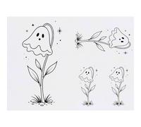 Azeeda 4 x 'Ghost Flower Outline' Temporary Tattoos (TO00104168)