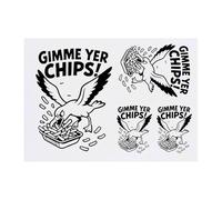 Azeeda 4 x 'Gimme Your Chips Seagull' Temporary Tattoos - Water Resistant, Skin-Safe, Non-Toxic Transfers, Mixed Sizes (TO00087598)