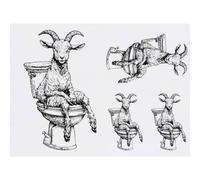 Azeeda 4 x 'Goat on Toilet ' Temporary Tattoos - Water Resistant, Skin-Safe, Non-Toxic Transfers, Mixed Sizes (TO00077000)