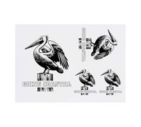 Azeeda 4 x 'Going Coastal Pelican' Temporary Tattoos - Water Resistant, Skin-Safe, Non-Toxic Transfers, Mixed Sizes (TO00091964)