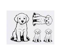 Azeeda 4 x 'Golden Retriever Puppy Sitting On The Grass' Temporary Tattoos - Water Resistant, Skin-Safe, Non-Toxic Transfers, Mixed Sizes (TO00090998)