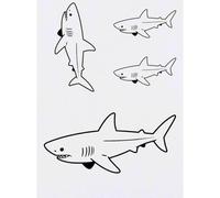 Azeeda 4 x 'Great White Shark' Temporary Tattoos - Water Resistant, Skin-Safe, Non-Toxic Transfers, Mixed Sizes (TO00099828)