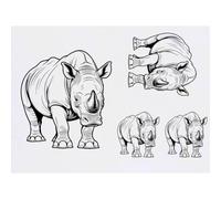 Azeeda 4 x 'Greater One-Horned Rhinoceros' Temporary Tattoos - Water Resistant, Skin-Safe, Non-Toxic Transfers, Mixed Sizes (TO00098146)