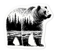Azeeda 4 x 'Grizzly Bear' Clear Premium Vinyl Decal Stickers - Waterproof, Durable & Easy to Apply - for Car Bumpers, Windows, Bins & More - Small (50mm) (DC00141420)