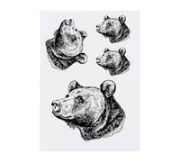 Azeeda 4 x 'Grizzly Bear Portrait' Temporary Tattoos - Water Resistant, Skin-Safe, Non-Toxic Transfers, Mixed Sizes (TO00090456)