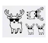 Azeeda 4 x 'Grumpy Deer Wearing Sunglasses' Temporary Tattoos - Water Resistant, Skin-Safe, Non-Toxic Transfers, Mixed Sizes (TO00098230)