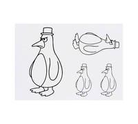 Azeeda 4 x 'Grumpy Penguin' Temporary Tattoos - Water Resistant, Skin-Safe, Non-Toxic Transfers, Mixed Sizes (TO00088054)