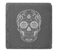 Azeeda 4 x 'Halloween Sugar Skull' 10cm Square Slate Coasters (CR00221928)