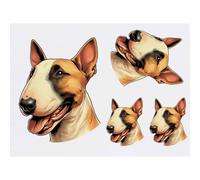 Azeeda 4 x 'Happy Bull Terrier' Temporary Tattoos - Water Resistant, Skin-Safe, Non-Toxic Transfers, Mixed Sizes (TO00096172)