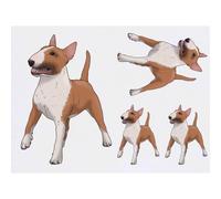 Azeeda 4 x 'Happy Bull Terrier' Temporary Tattoos - Water Resistant, Skin-Safe, Non-Toxic Transfers, Mixed Sizes (TO00060598)