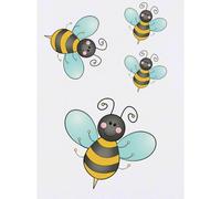 Azeeda 4 x 'Happy Bumble Bee' Temporary Tattoos - Water Resistant, Skin-Safe, Non-Toxic Transfers, Mixed Sizes (TO00059172)