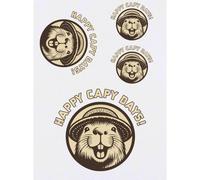 Azeeda 4 x 'Happy Capybara Days' Temporary Tattoos (TO00096072)