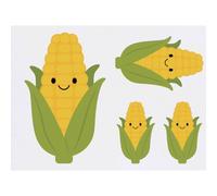 Azeeda 4 x 'Happy Corn on the Cob' Temporary Tattoos - Water Resistant, Skin-Safe, Non-Toxic Transfers, Mixed Sizes (TO00100544)