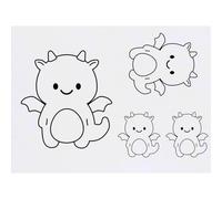 Azeeda 4 x 'Happy Dragon Outline ' Temporary Tattoos - Water Resistant, Skin-Safe, Non-Toxic Transfers, Mixed Sizes (TO00091100)