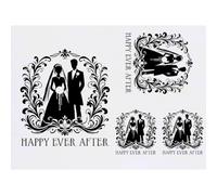 Azeeda 4 x 'Happy Ever After Wedding Couple' Temporary Tattoos - Water Resistant, Skin-Safe, Non-Toxic Transfers, Mixed Sizes (TO00100864)