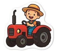 Azeeda 4 x 'Happy Farmer' White Premium Vinyl Decal Stickers - Waterproof, Durable & Easy to Apply - for Car Bumpers, Windows, Bins & More - Small (50mm) (DW00175420)