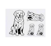 Azeeda 4 x 'Happy Golden Retriever Covered In Mud' Temporary Tattoos - Water Resistant, Skin-Safe, Non-Toxic Transfers, Mixed Sizes (TO00091018)