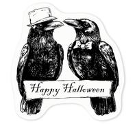 Azeeda 4 x 'Happy Halloween Crows' Clear Premium Vinyl Decal Stickers - Waterproof, Durable & Easy to Apply - for Car Bumpers, Windows, Bins & More - Small (50mm) (DC00163826)
