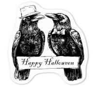 Azeeda 4 x 'Happy Halloween Crows' White Premium Vinyl Decal Stickers - Waterproof, Durable & Easy to Apply - for Car Bumpers, Windows, Bins & More - Small (50mm) (DW00176090)