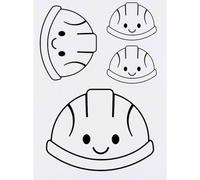 Azeeda 4 x 'Happy Hard Hat Outline' Temporary Tattoos - Water Resistant, Skin-Safe, Non-Toxic Transfers, Mixed Sizes (TO00098308)