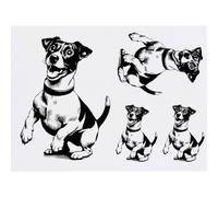 Azeeda 4 x 'Happy Jack Russell' Temporary Tattoos - Water Resistant, Skin-Safe, Non-Toxic Transfers, Mixed Sizes (TO00099214)