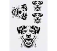 Azeeda 4 x 'Happy Jack Russell Terrier' Temporary Tattoos - Water Resistant, Skin-Safe, Non-Toxic Transfers, Mixed Sizes (TO00083268)