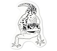 Azeeda 4 x 'Happy Leopard Gecko' White Premium Vinyl Decal Stickers - Waterproof, Durable & Easy to Apply - Ideal for Car Bumpers, Windows, Bins and More - Small (50mm) (DW00027605)
