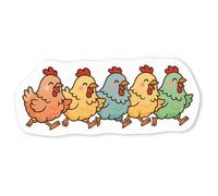 Azeeda 4 x 'Happy Running Chickens' White Premium Vinyl Decal Stickers - Waterproof, Durable & Easy to Apply - for Car Bumpers, Windows, Bins & More - Small (50mm) (DW00151772)