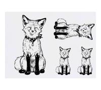 Azeeda 4 x 'Happy Smiling Fox Sitting' Temporary Tattoos - Water Resistant, Skin-Safe, Non-Toxic Transfers, Mixed Sizes (TO00098696)