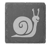 Azeeda 4 x 'Happy Snail Silhouette' 10cm Square Slate Coasters (CR00233048)