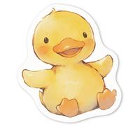 Azeeda 4 x 'Happy Yellow Duck Sitting' White Premium Vinyl Decal Stickers - Waterproof, Durable & Easy to Apply - Ideal for Car Bumpers, Windows, Bins and More - Small (50mm) (DW00133884)