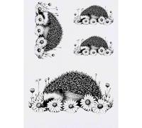 Azeeda 4 x 'Hedgehog Sleeping with Flowers' Temporary Tattoos - Water Resistant, Skin-Safe, Non-Toxic Transfers, Mixed Sizes (TO00091554)
