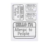 Azeeda 4 x 'Hello I'm Allergic To People' Temporary Tattoos - Water Resistant, Skin-Safe, Non-Toxic Transfers, Mixed Sizes (TO00092904)