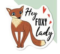 Azeeda 4 x 'Hey Foxy Lady' White Premium Vinyl Decal Stickers - Waterproof, Durable & Easy to Apply - Ideal for Car Bumpers, Windows, Bins and More (DW00137524)