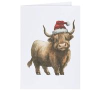 Azeeda 4 x 'Highland Cow Wearing Santa Hat' Gift Tags/Labels (GI00115486)