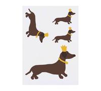 Azeeda 4 x 'His Majesty The Dachshund ' Temporary Tattoos - Water Resistant, Skin-Safe, Non-Toxic Transfers, Mixed Sizes (TO00094378)