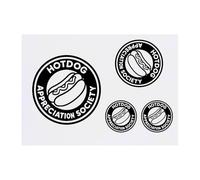 Azeeda 4 x 'Hot Dog Appreciation Society' Temporary Tattoos - Water Resistant, Skin-Safe, Non-Toxic Transfers, Mixed Sizes (TO00090510)