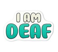 Azeeda 4 x 'I Am Deaf' White Premium Vinyl Decal Stickers - Waterproof, Durable & Easy to Apply - for Car Bumpers, Windows, Bins & More - Small (50mm) (DW00087788)