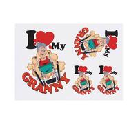 Azeeda 4 x 'I Love My Granny' Temporary Tattoos - Water Resistant, Skin-Safe, Non-Toxic Transfers, Mixed Sizes (TO00086506)