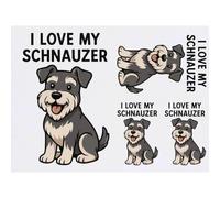 Azeeda 4 x 'I Love My Schnauzer' Temporary Tattoos - Water Resistant, Skin-Safe, Non-Toxic Transfers, Mixed Sizes (TO00102912)