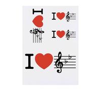 Azeeda 4 x 'I Love Treble Clef' Temporary Tattoos - Water Resistant, Skin-Safe, Non-Toxic Transfers, Mixed Sizes (TO00094342)