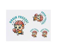 Azeeda 4 x 'Ice Cream Brain Freeze' Temporary Tattoos - Water Resistant, Skin-Safe, Non-Toxic Transfers, Mixed Sizes (TO00091550)