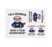 Azeeda 4 x 'I'm a Grandad What's Your Superpower' Temporary Tattoos - Water Resistant, Skin-Safe, Non-Toxic Transfers, Mixed Sizes (TO00087288)