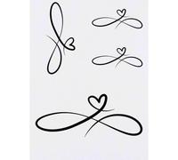 Azeeda 4 x 'Infinity Heart' Temporary Tattoos - Water Resistant, Skin-Safe, Non-Toxic Transfers, Mixed Sizes (TO00046463)