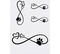 Azeeda 4 x 'Infinity Hearts & Paw' Temporary Tattoos - Water Resistant, Skin-Safe, Non-Toxic Transfers, Mixed Sizes (TO00046461)