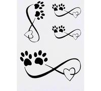 Azeeda 4 x 'Infinity Paws' Temporary Tattoos - Infinity Love Heart Pet Pawprint - Water Resistant, Skin-Safe, Non-Toxic Transfers, Mixed Sizes (TO00012777)
