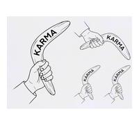Azeeda 4 x 'Karma Boomerang' Temporary Tattoos - Water Resistant, Skin-Safe, Non-Toxic Transfers, Mixed Sizes (TO00100722)