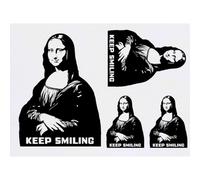 Azeeda 4 x 'Keep Smiling Mona Lisa' Temporary Tattoos - Water Resistant, Skin-Safe, Non-Toxic Transfers, Mixed Sizes (TO00099762)